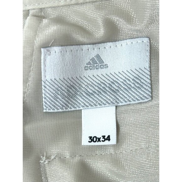 Adidas Men’s Pants 30 x 34 Light Beige Cargo Pocket Logo Pleated Pockets Loops - Picture 2 of 16